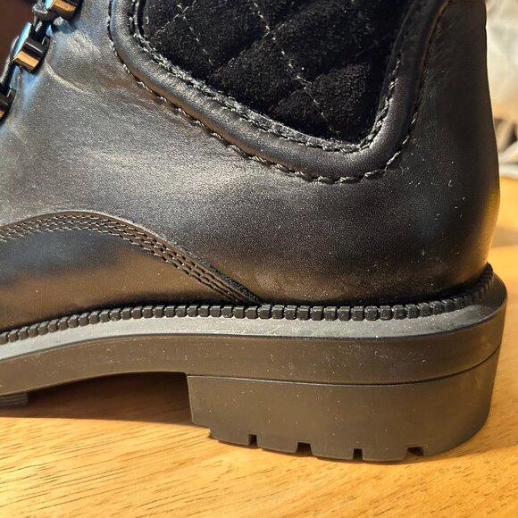 Womens Aquatalia Linda Black Leather Suede Trim Lace-Up Combat Moto Booties 8 - Picture 16 of 16